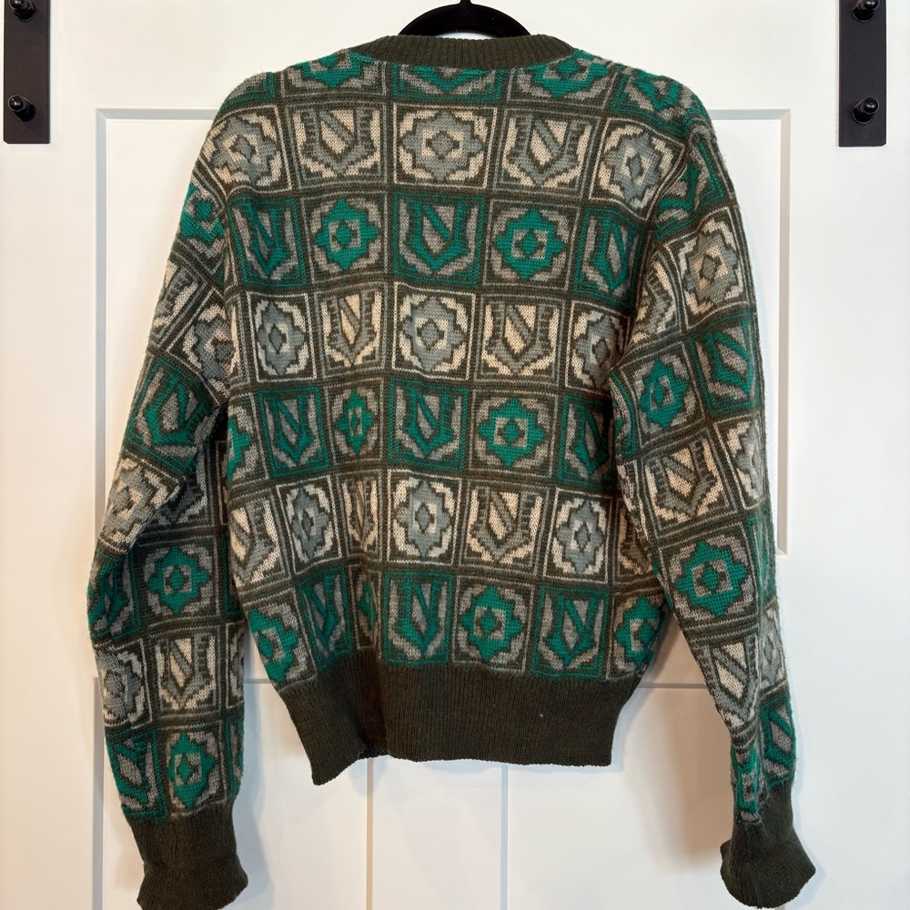 Vintage Pilgrim Geometric Crewneck Sweater Virgin Wool Mens Large - Picture 3 of 4